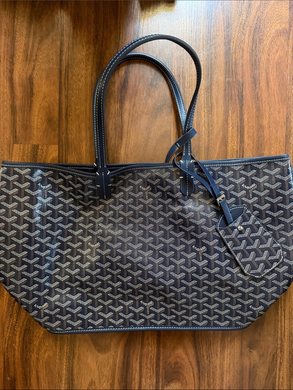 Navy Patterned Tote Bag